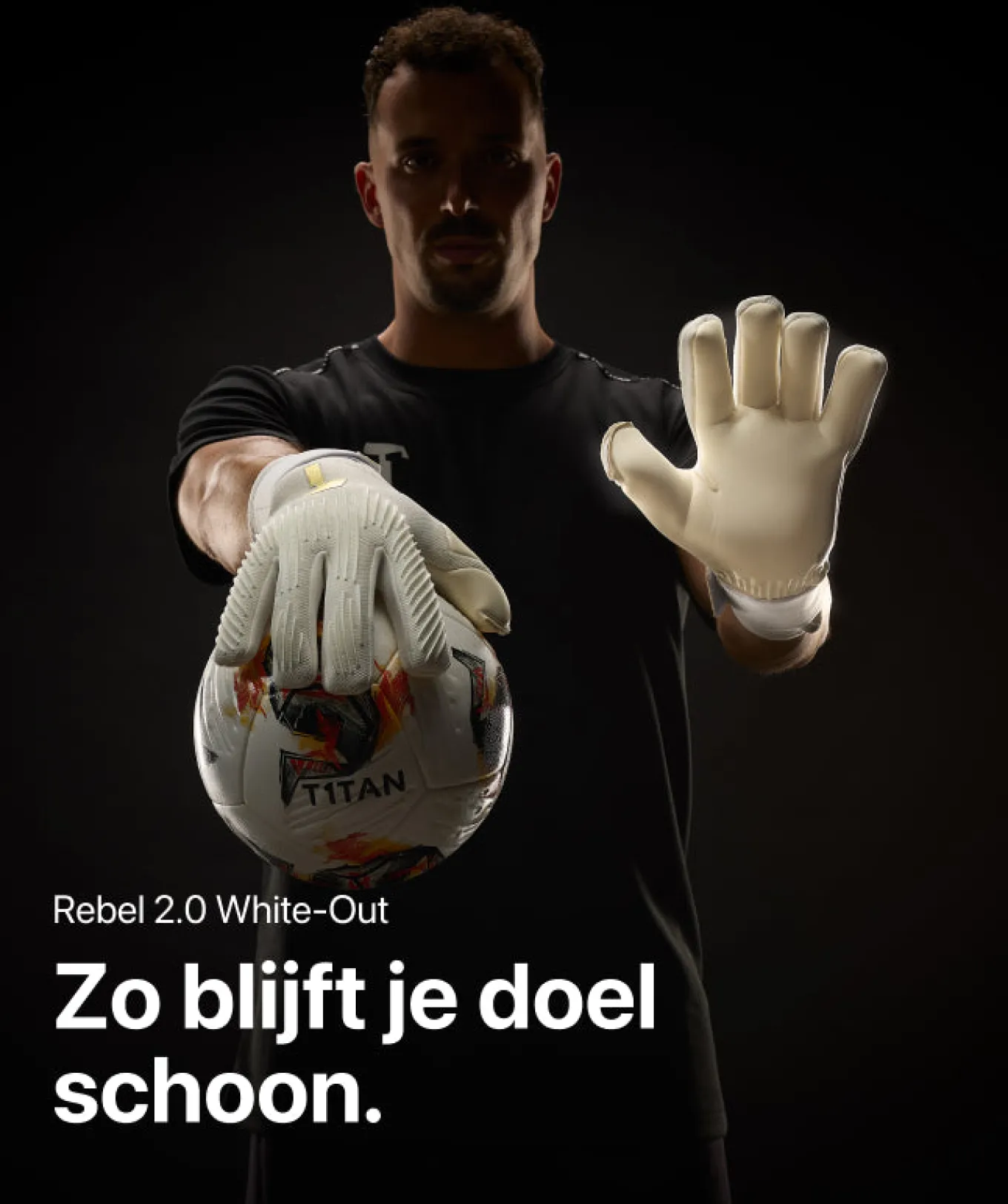 T1TAN Met Fingersave | Keepershandschoenen Voor Kinderen^Rebel 2.0 White-Out Junior Pro (FP)